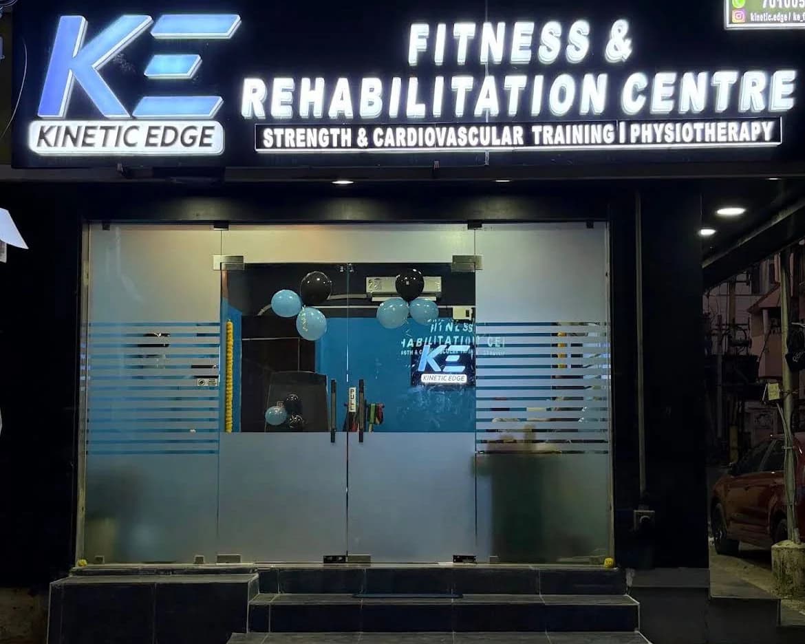 The frontage of Kinetic Edge Fitness & Rehabilitation Centre, signed for strength and cardiovascular training and physiotherapy